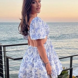 Eden mini dress in blue floral